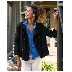 Frank & Eileen Mini Belfast Crop Knit Peacoat Size Medium